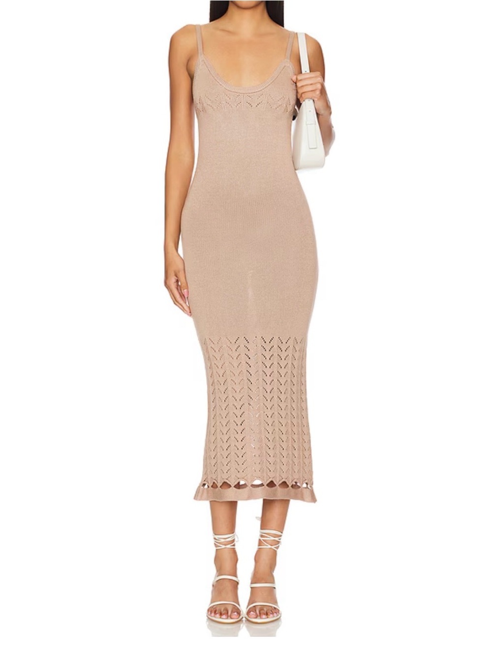 Peixoto Knit Midi Dress in Taupe Size Small